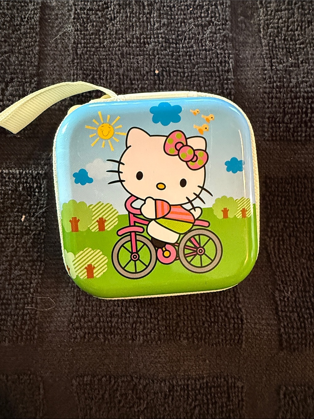 Hello Kitty Pink & Green Bicycle Square Zip Pouch